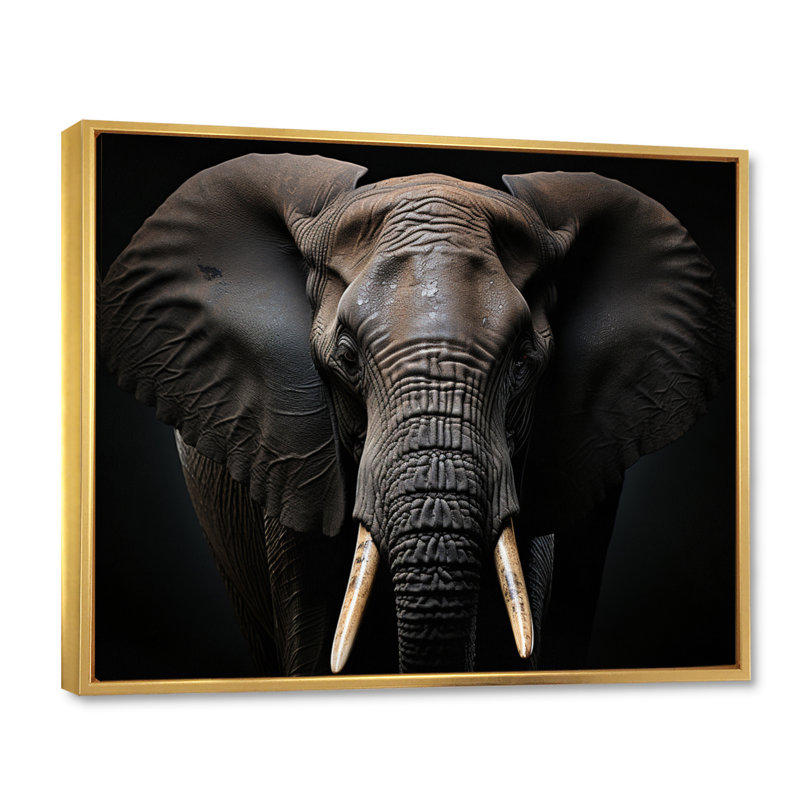 Éléphant Silent Majesty I - impression, Cadre flottant doré, H 12 po x l 20 po x P 1 po