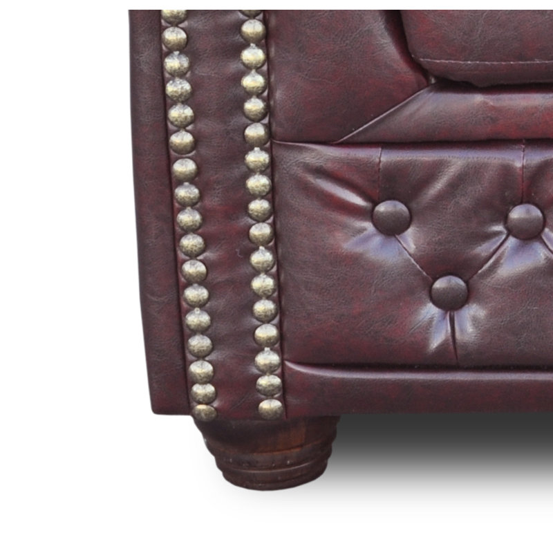 Canton 3 Seater Faux Leather Sofa, Antique Maroon