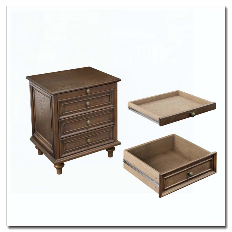 Ensemble de 2 tables de chevet avec 4 tiroirs, table de bout avec rangement en bois Nightstands, Noyer brun, Ensemble de 2