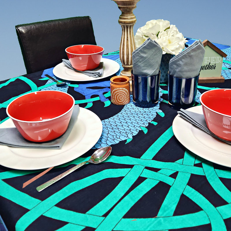 Nappe coton rectangulaire, Bleu, H 70 po x l 106 po
