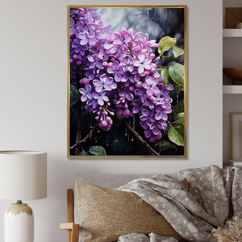 Whispers Of Lilac I sur impression sur toile, Cadre flottant doré, H 40 po x l 30 po x P 1,5 po