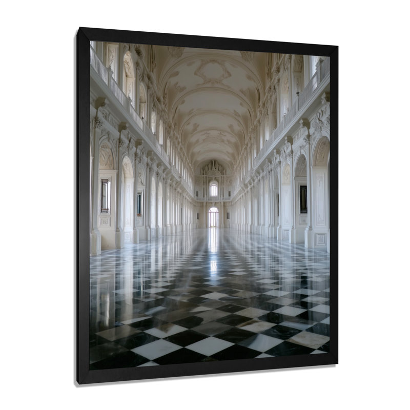 «Grand Hall At The Palace At Sintra Hyde», art mural sur toile, paysage urbain blanc, Cadre photo unique, H 32 po x l 24 po