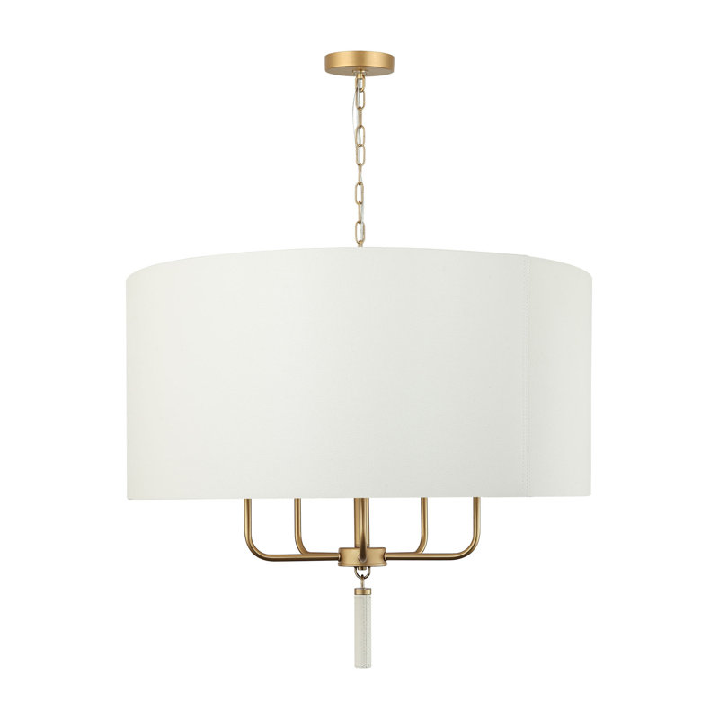 Luminaire suspendu 5 lumières Secret Agent, Blanc, Or peint