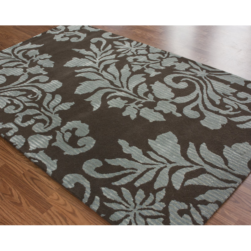 Tapis bleu touffeté à la main Philomena, Rectangle 7'6" x 9'6"