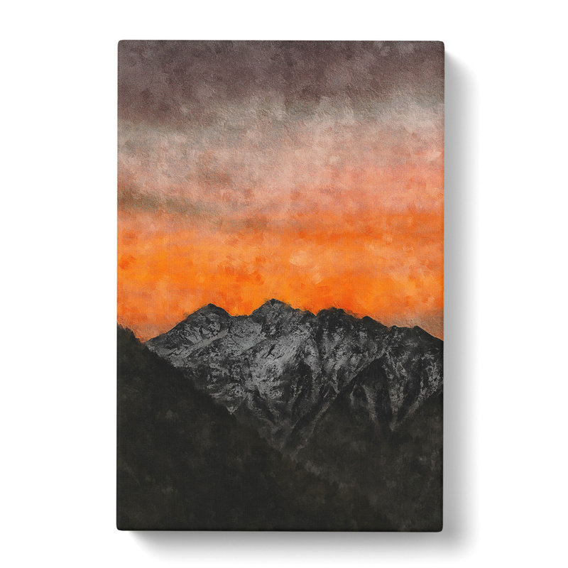Orange Sky Above Mountains In Italy - Wrapped Canvas Painting, 60cm H x 40cm W x 3cm D