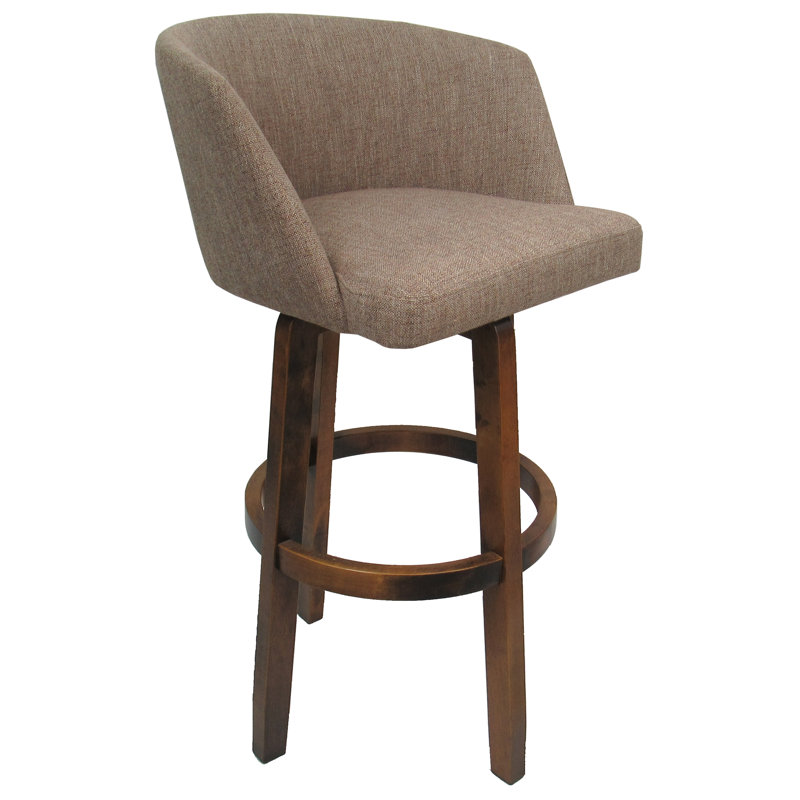 Aghilas Swivel Upholstered Counter Stool with Solid Wood Frame, Basin Beige, Bar Stool (30” Seat Height)