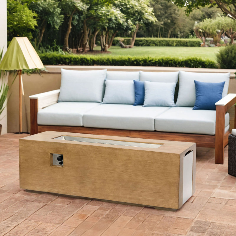70" Concrete Large Fire Pit Table with Lid, Brown