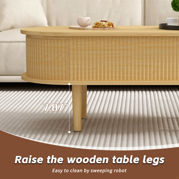 Latitude Run® Fluted Lift Top Coffee Table With Hidden Compartment ...