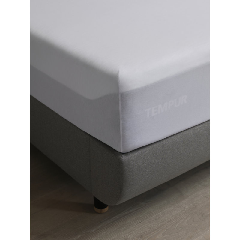 TEMPUR Cooling Mattress Protector And Fitted Sheet. White , Super King (6')