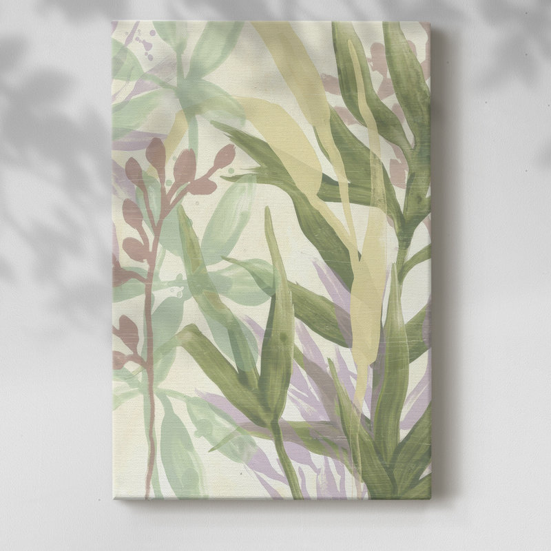 Feuilles tropicales de rêve II - Cavas enveloppés de galerie, H 48 po x l 32 po