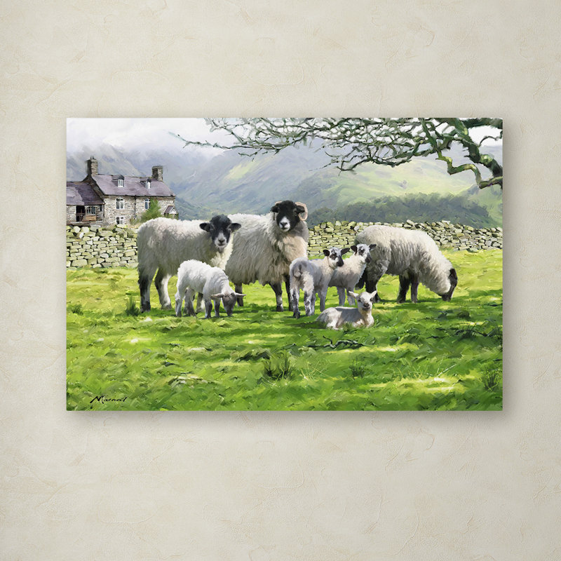 «Black Mountain Sheep Landscape» par Armand, reproduction sur toile, H 16 po x l 24 po x P 2 po
