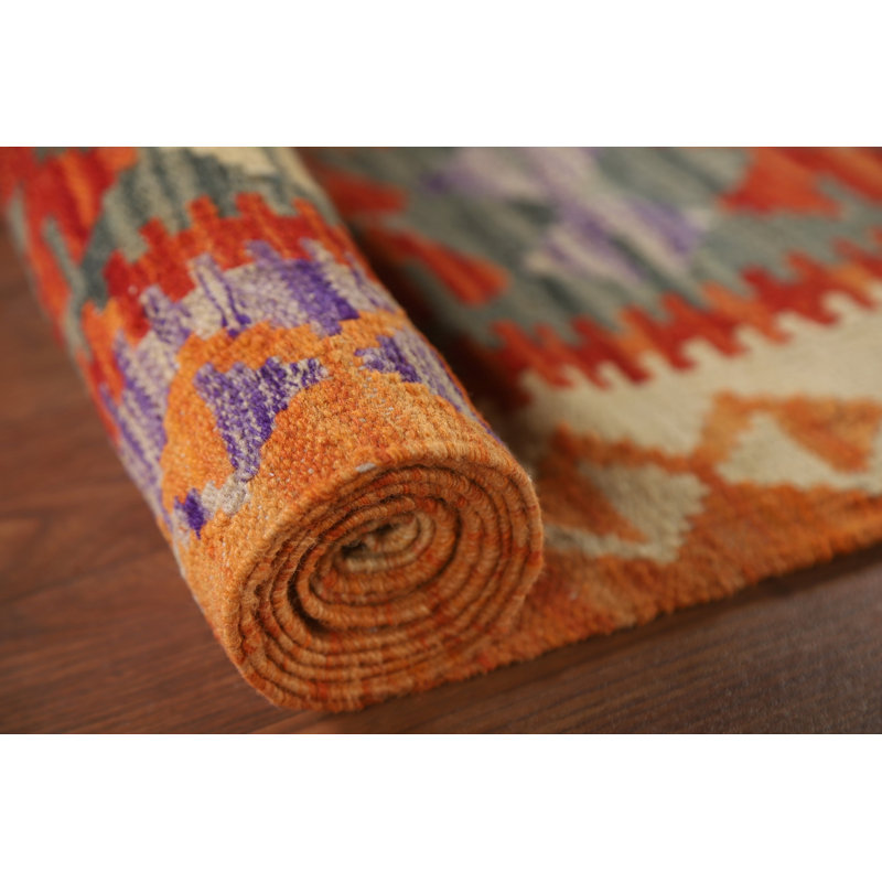 Tapis oriental multicolore en laine Kilim 6 x 8