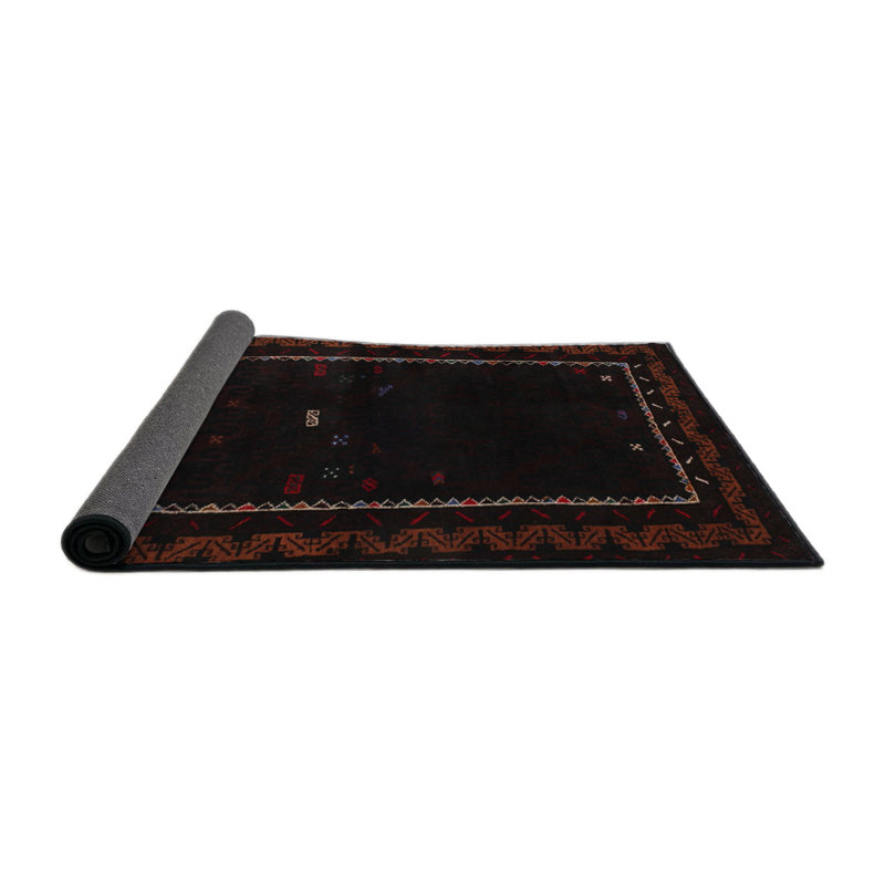 Tapis contemporain noir / brun, Rond 8 pi