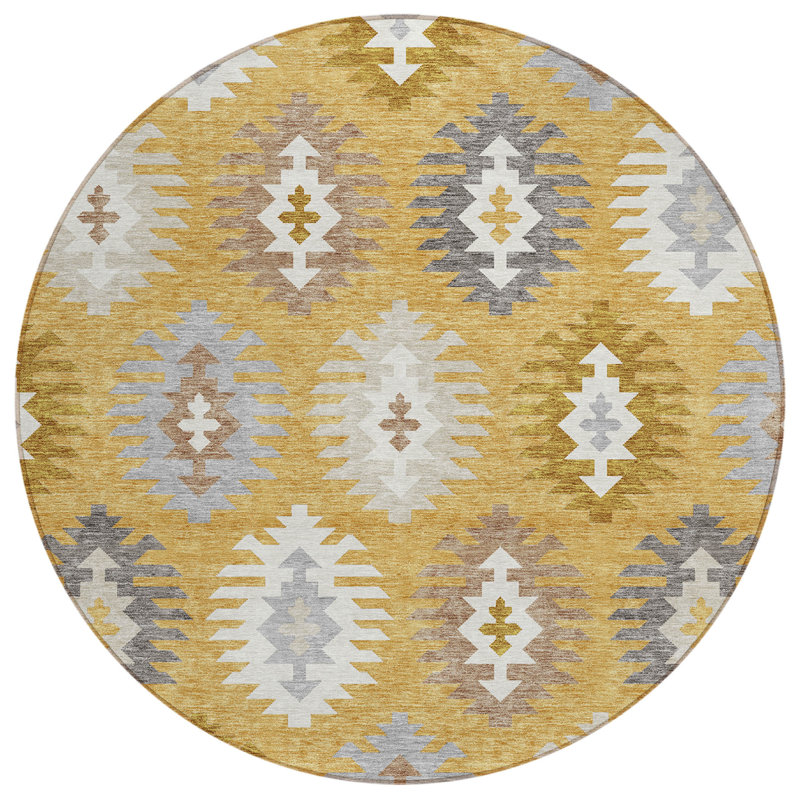 Tapis rond ivoire et taupe 8 pi