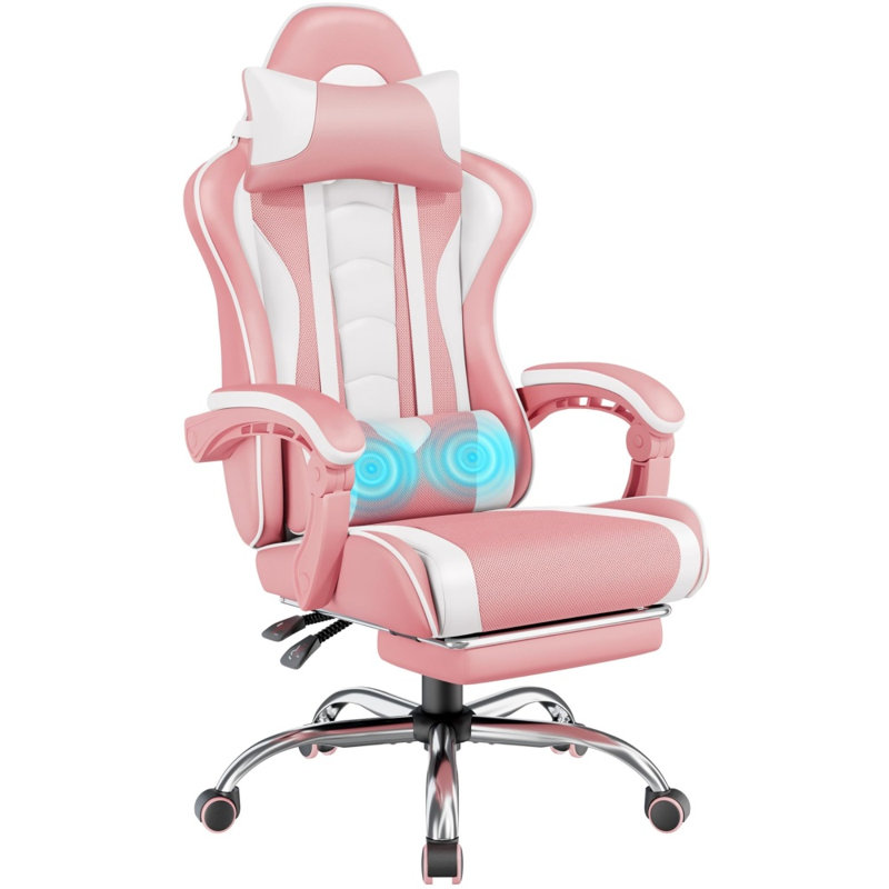 Fauteuil de jeu, fauteuil de jeu vidéo, Rose/Blanc