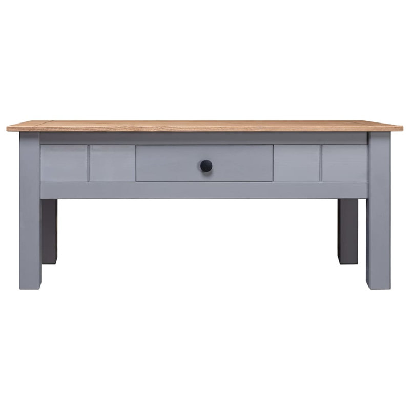 Kessinger Solid Wood Four Leg Coffee Table with Storage, Grey