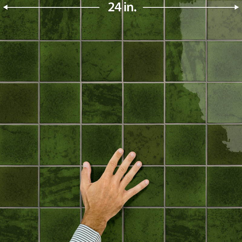 Menorca 4 In. X 4 In. Ceramic Wall Tile, Tourmaline Green