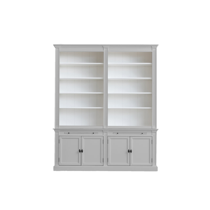 Krier 240cm H x 200cm W Library Bookcase, Light Grey/White