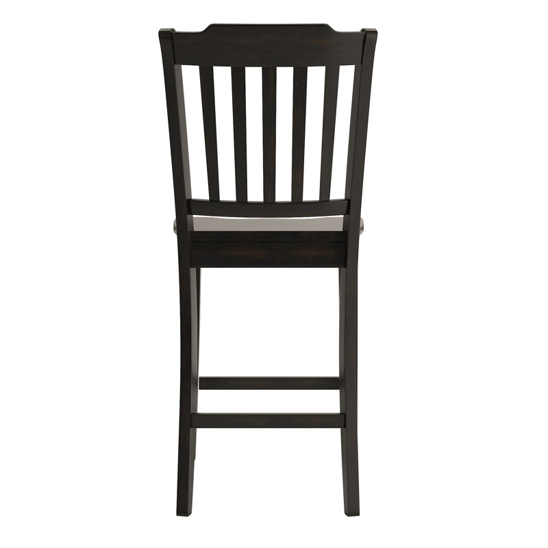 Tabouret de bar et de comptoir en bois massif Fortville, Noir antique, Tabouret de comptoir (assise de 24 po de hauteur)