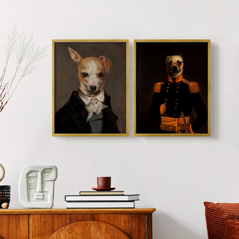 Reproduction encadrée raffinée Fido-Premium - prête à être accrochée - aucun clou requis - aucun clou requis, Doré