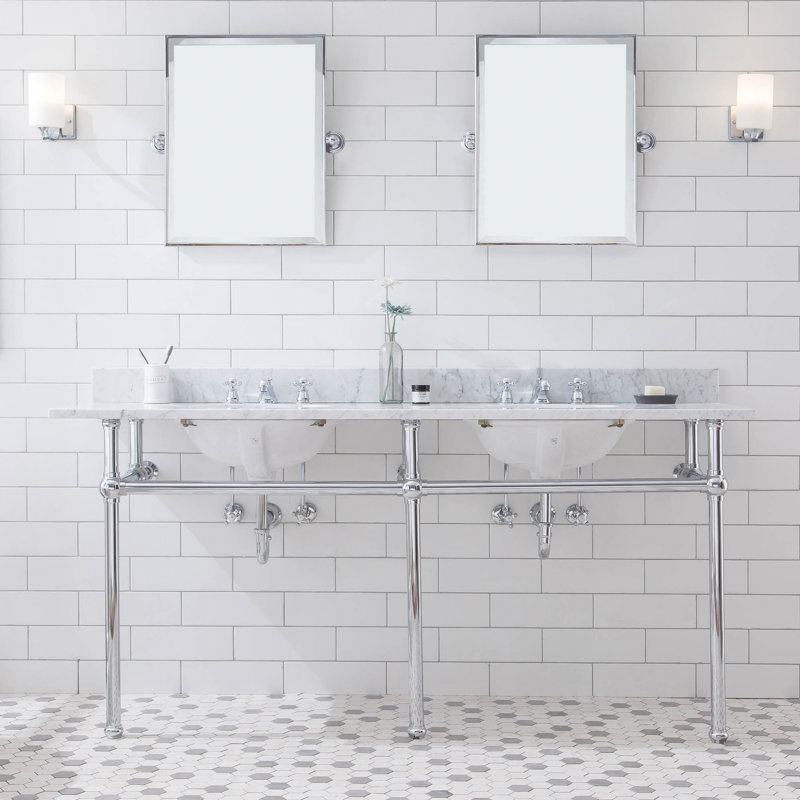 Embassy 33" Tall Stone Oval Console Bathroom Sink with Overflow, Chrome