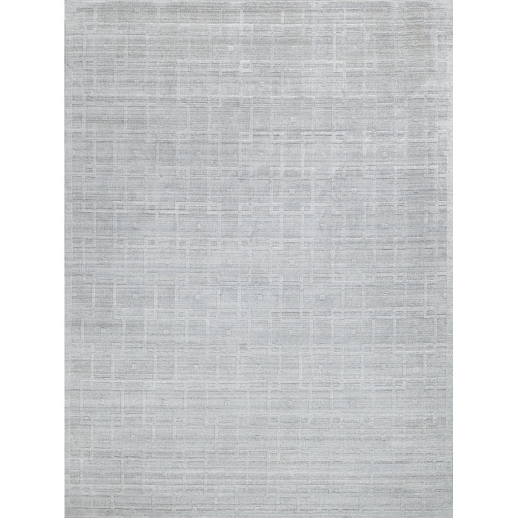 Castelli Geometric Hand Loomed Wool/Viscose Area Rug in Light Silver/Gray