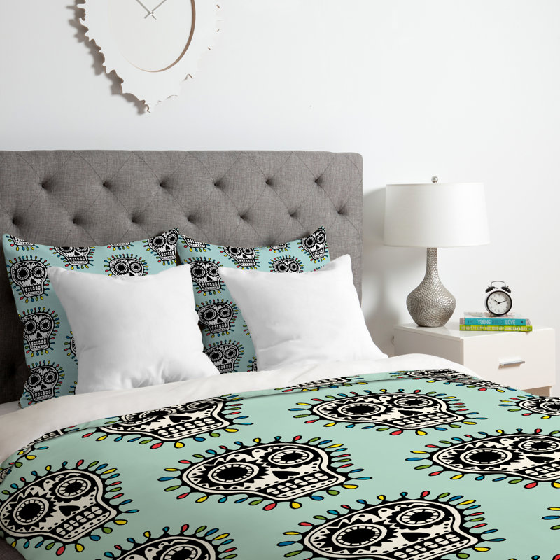 Ensemble de housse de couette Skull Fun, Housse de couette simple / simple TG et 1 taie dé