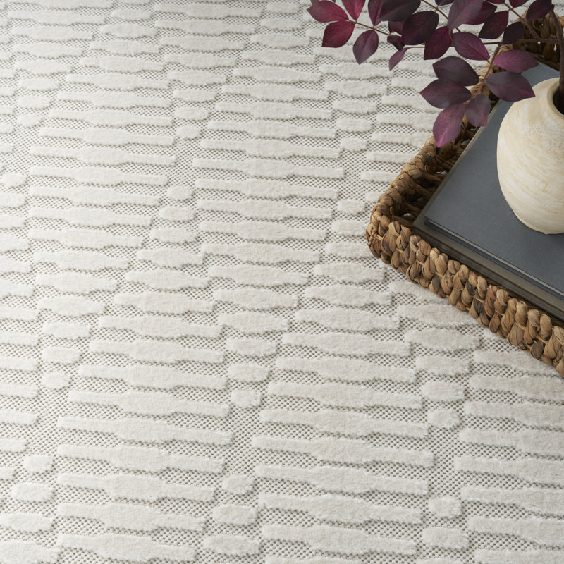 Tapis intérieur moderne Nourison Care Free Ivory, Rectangle 5 pi 3 po x 7 pi
