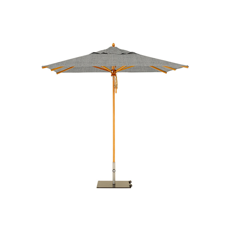 Safari 11.5' Square Umbrella, Ash, 99.6" H x 90.55" W x 90.55" D, Square Metal Base with Wheels