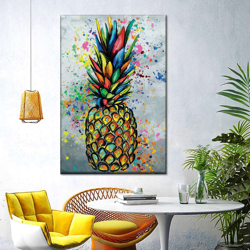 Pineapple Color Splash, peinture sur toile, H 36 po x l 24 po x P 1,25 po