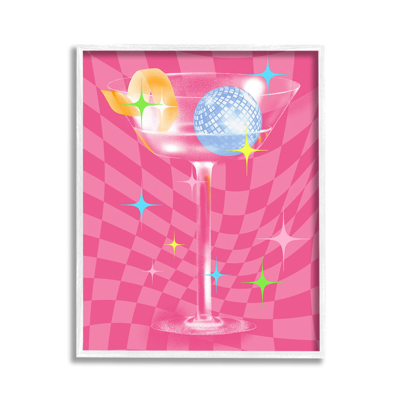 GroovyCocktailPattern, H 14 po x l 11 po, Giclée encadrée blanc bord de mer