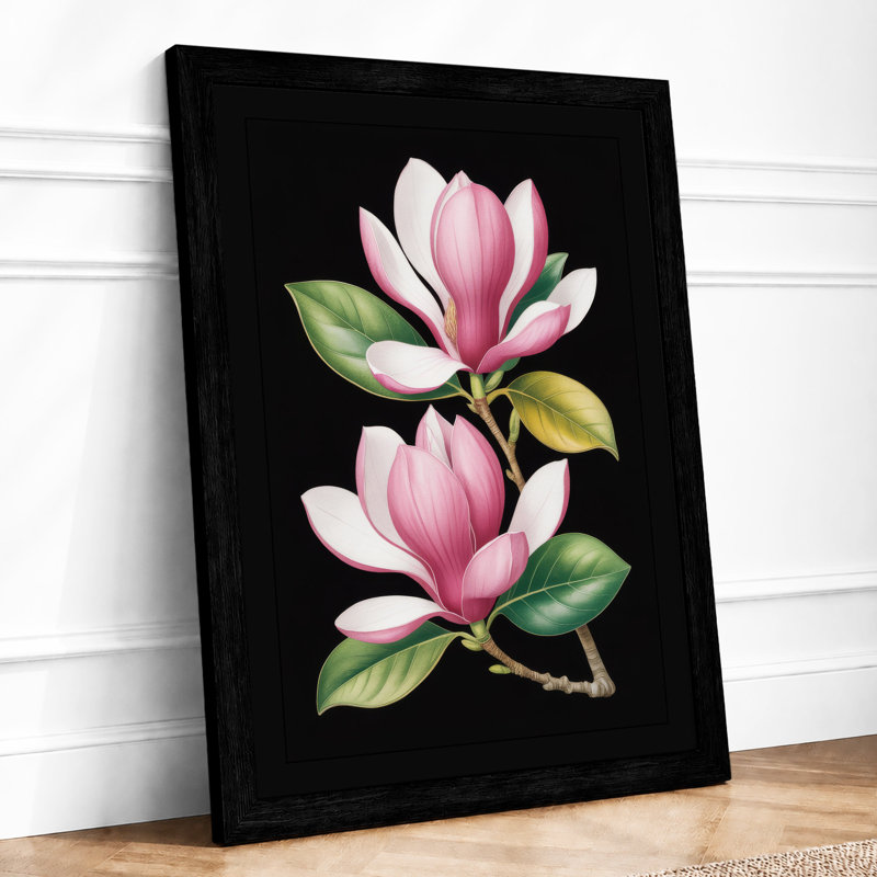 Magnolia Florals Botanical - Print, A1 - 84.1 x 59.4 cm, Black