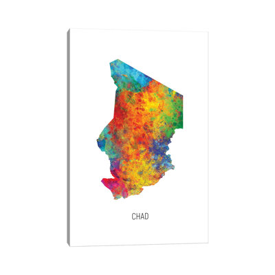 Carte du Tchad par Michael Tompsett - impression sur toile tendue