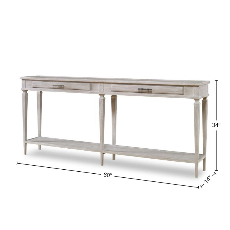Camden 80 in. Solid Wood Console Table, White Rustic