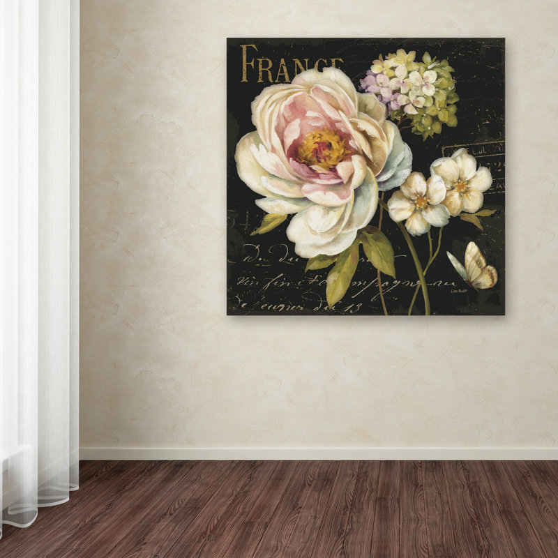«Marche de Fleurs on Black», reproduction d'art, H 24 po x l 24 po x P 2 po, Toile tendue