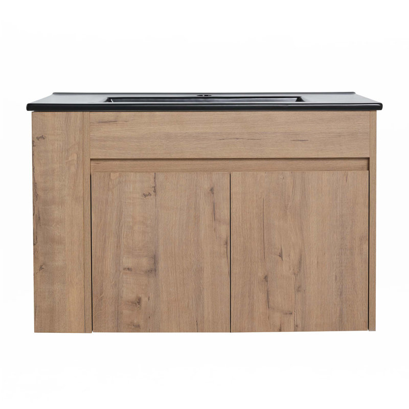 Meuble-lavabo de 30 po avec lavabo et tablette ajustable (robinet non inclus), Noir, noir, noir, noir