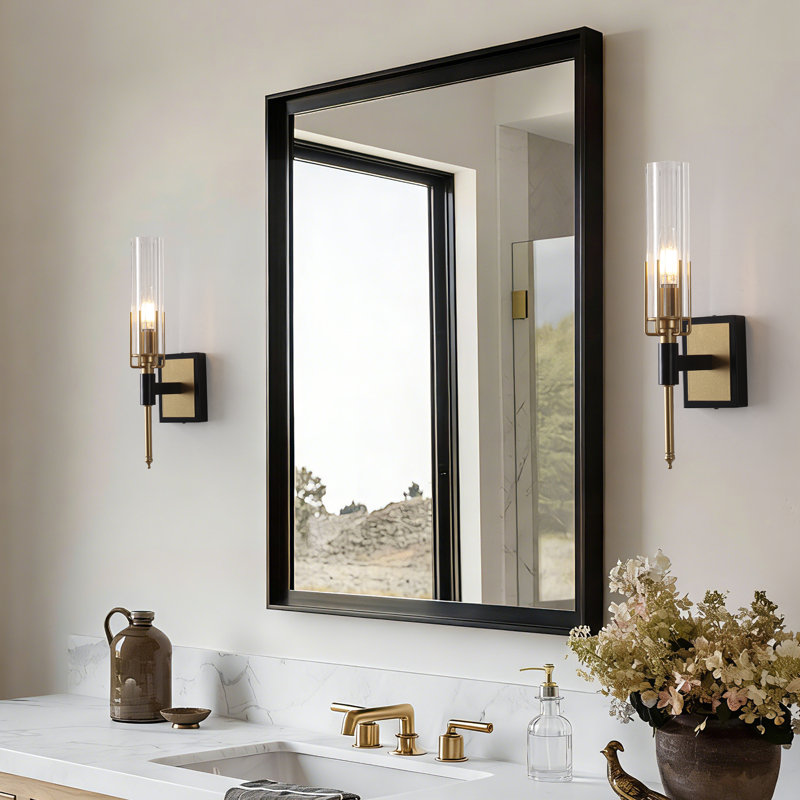 1-Light Wall Sconce With Clear Ribbed Glass