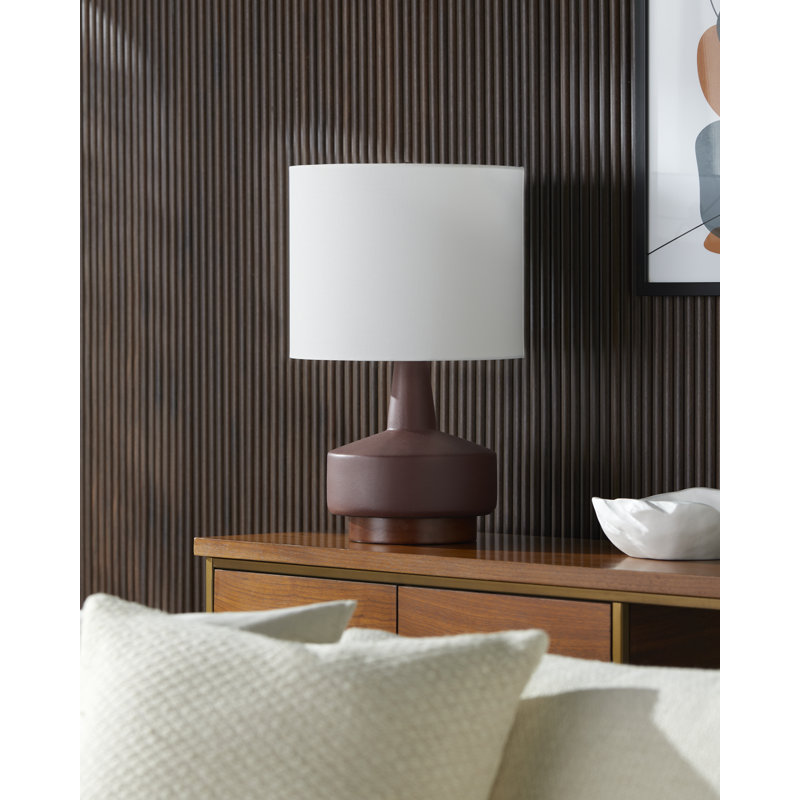Minta Ceramic Table Lamp, Maroon, White