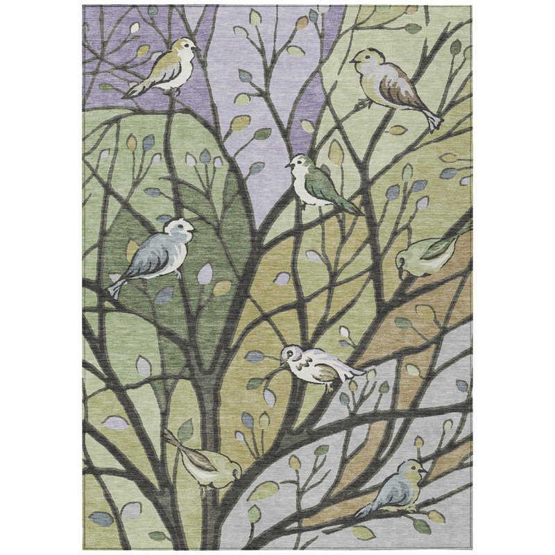 Machine Washable Indoor/Outdoor Chantille ACN2336 Botanical Rug, Rectangle 10' x 14'