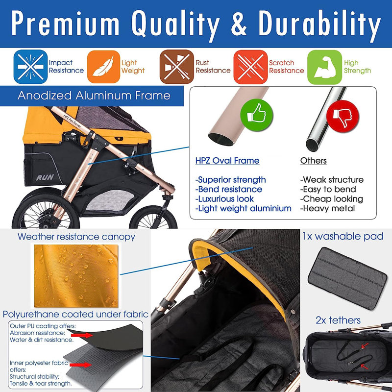 Poussette Pet Rover Run Jogger, Jaune