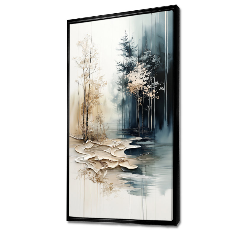 Beige bleu Beulah II - impressions sur toile tranquilles, art mural encadré chaleureux, H 32 po x l 16 po