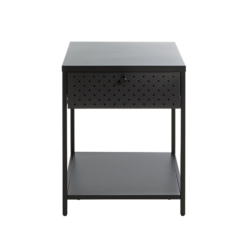 Claremont 40cm W Metal Bedside Table, Black