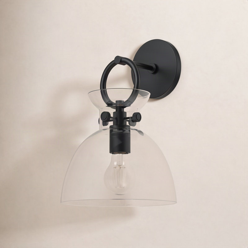 Tinka Armed Sconce, Matte Black, Clear
