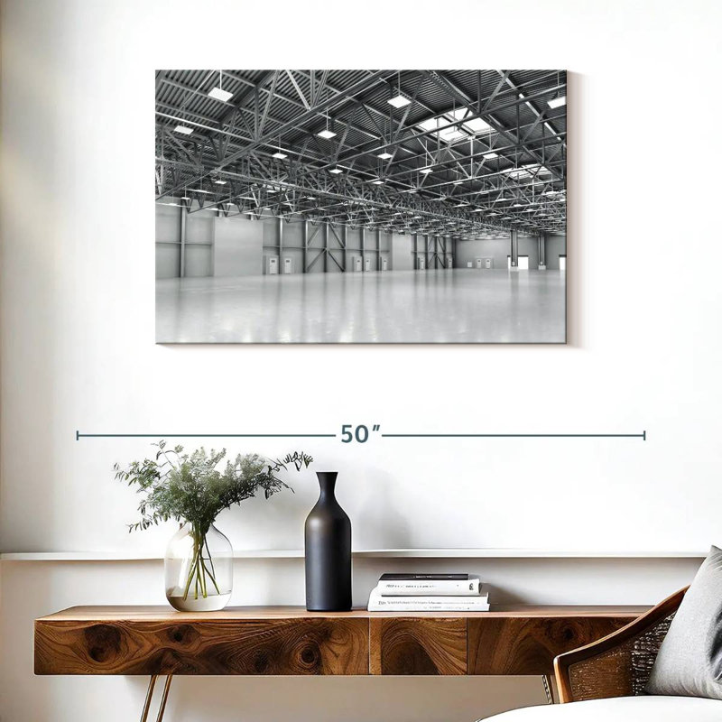 Lilie Monochrome Empty Warehouse, 24" H x 36" W