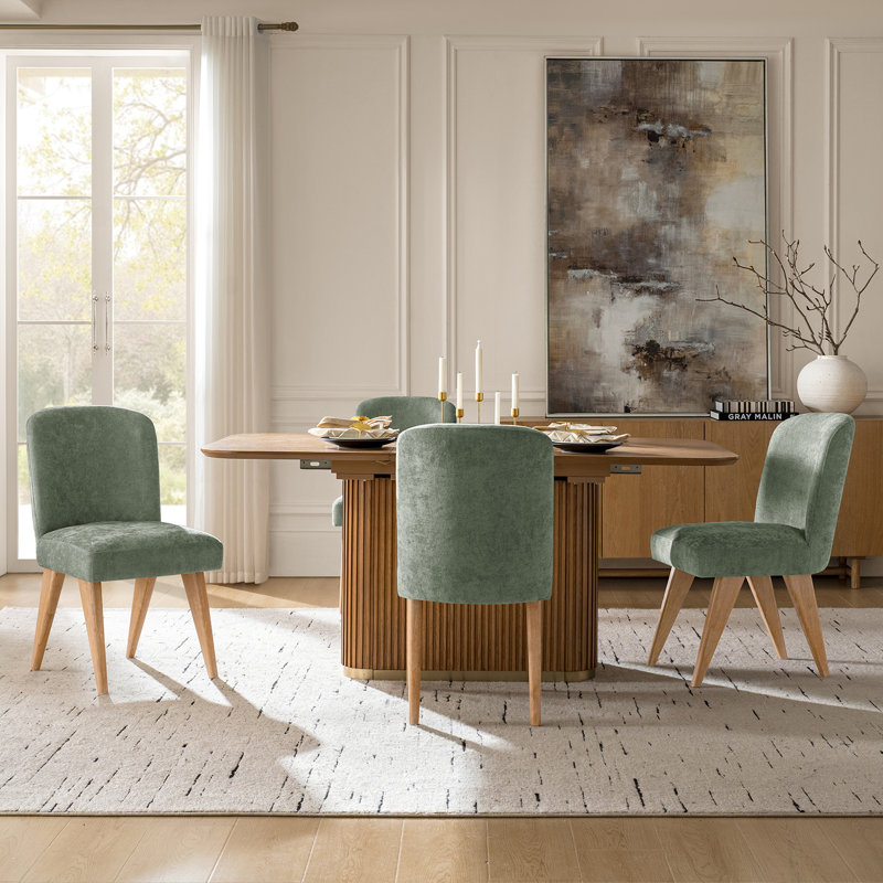 Jeremias 19"W Modern Upholstered Dining Chairs Set with Solid Wood Legs, 4, Beige