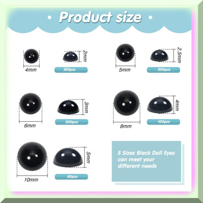 Plastic Doll Beads Set 830pcs 4mm-10mm