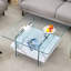 Table basse carrée 31,4 pouces à deux niveaux - une combinaison élégante de verre transparent et d'autocollant en marbre. Elle peut être utilisée comme table basse, table d'appoint ou présentoir.-855776231-855776234