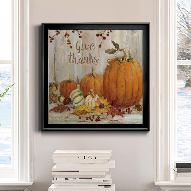 «Pumpkin Patch Off Thanks» - peinture sur toile encadrée, H 34,5 po x l 34,5 po x P 1,5 po, Noir