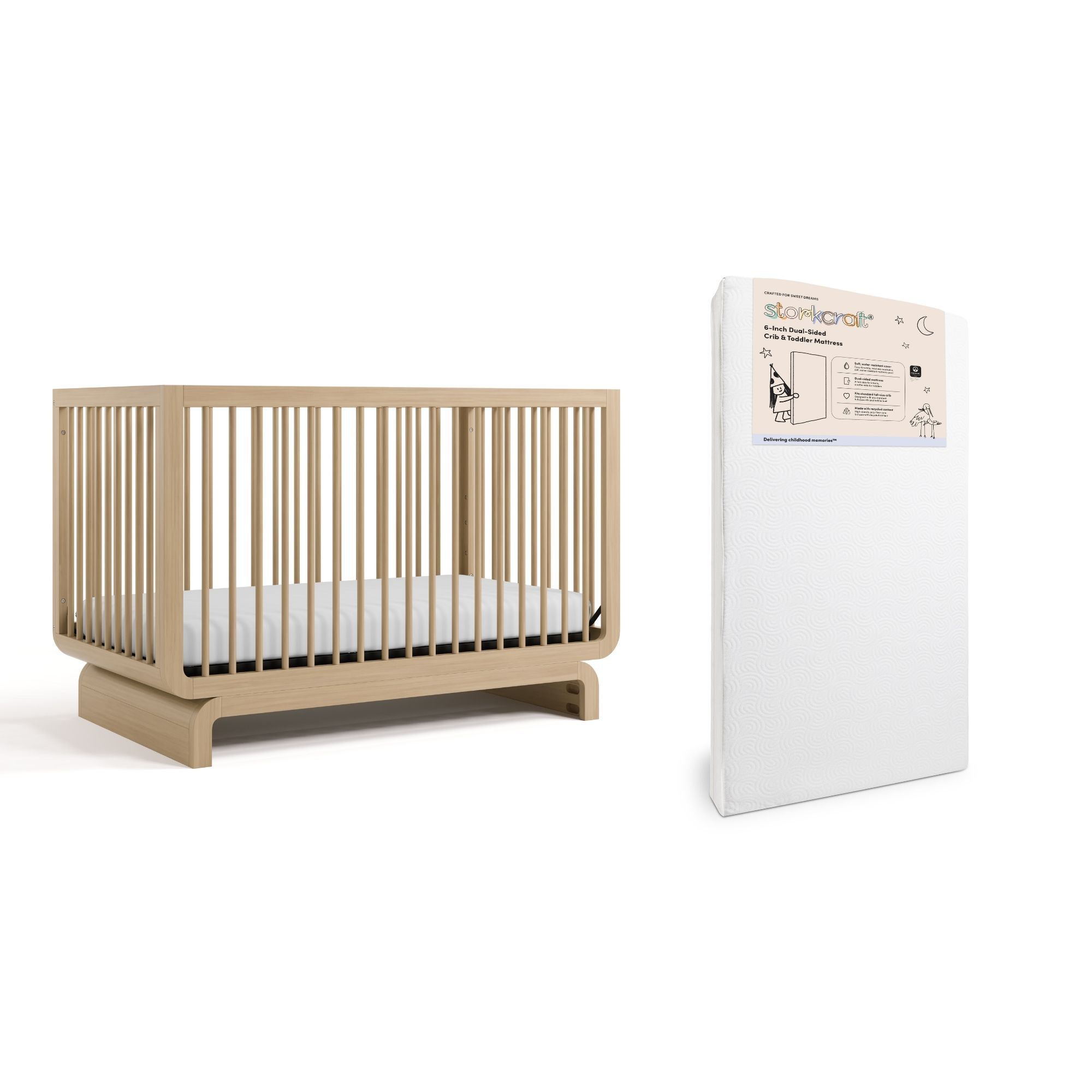 Santorini 5-In-1 Convertible Crib, Crib + Mattress, Driftwood