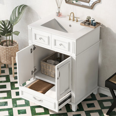 Zorveth 24'' Bathroom Vanity with Ceramic Sink & Soft-Closing Doors